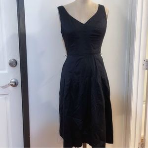 Jones New York Black Cotton V Neck A line Dress